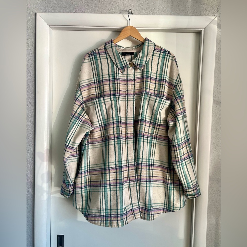 Lane Bryant Striped Button-Up Shacket